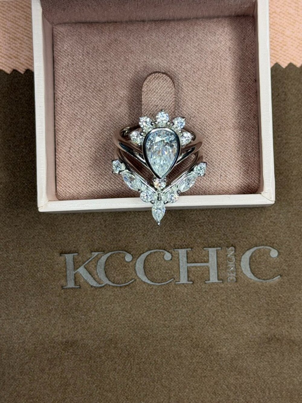 3 ct. Moissanite The Crown Bridal Duo by KC Chic - Size 7